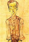 Open Paintings - Portrait with an open mouth by Egon Schiele